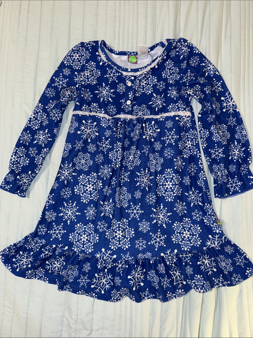 Blue with White Snowflakes Nightgown